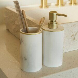 NEW Sunday Citizen Bath Set - holder and dispenser faux marble NIB